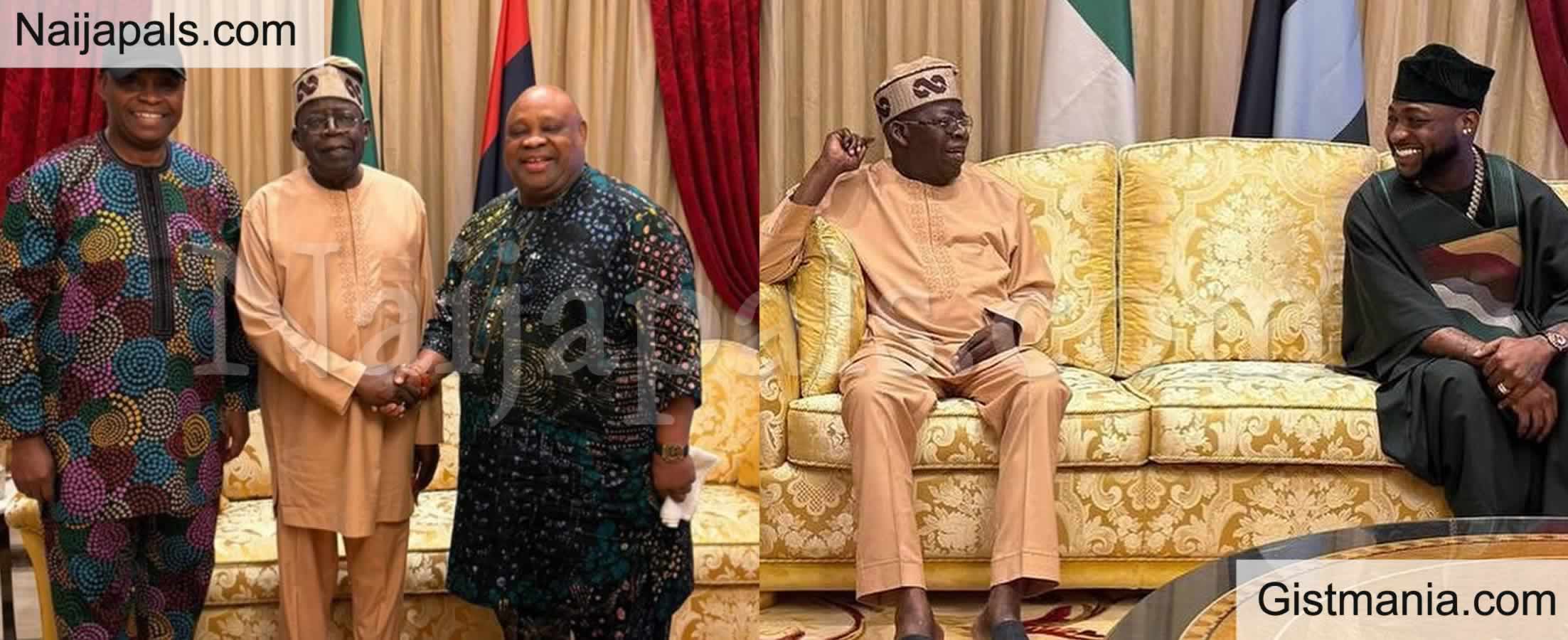 President Tinubu Hosts Davido, His Dad and Uncle, Gov Adeleke in Lagos Ahead of Sallah
