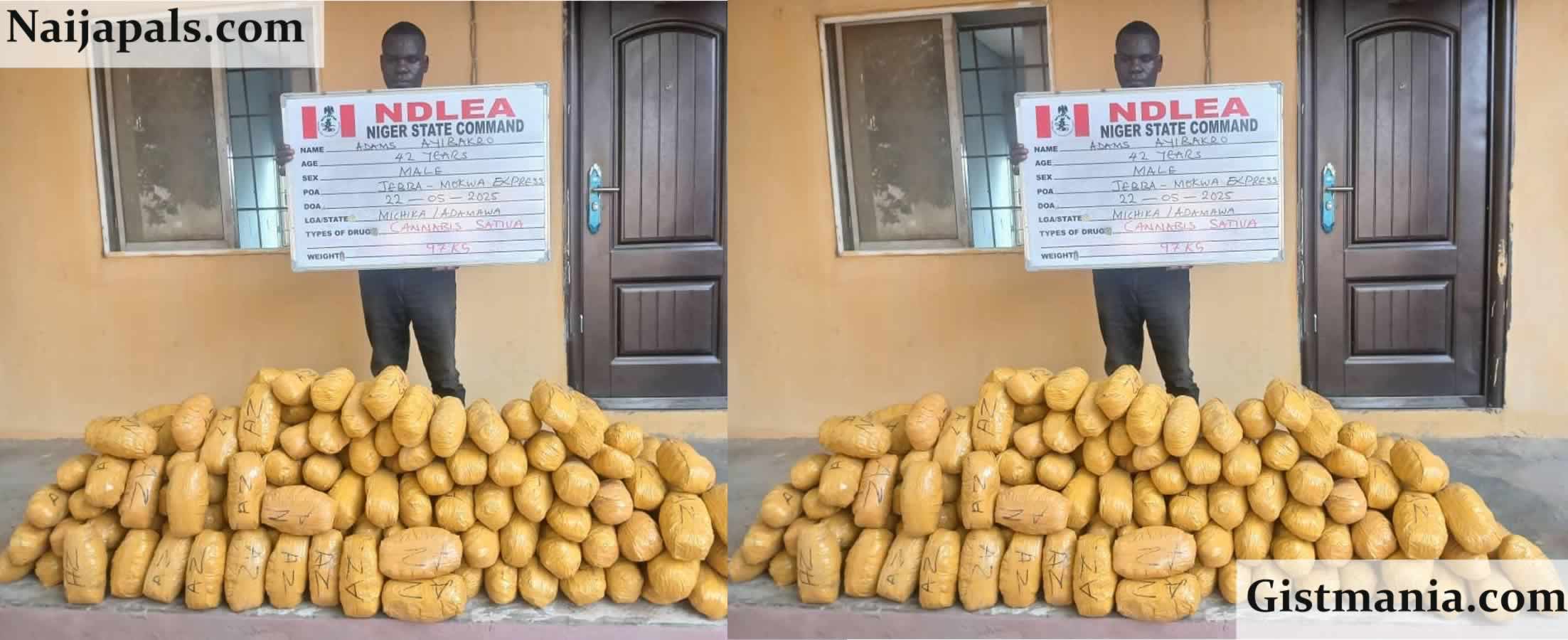 NDLEA Seizes 97kg Of Cannabis On Mokwa-Jebba Highway, Arrests Suspect In Mercedes Benz