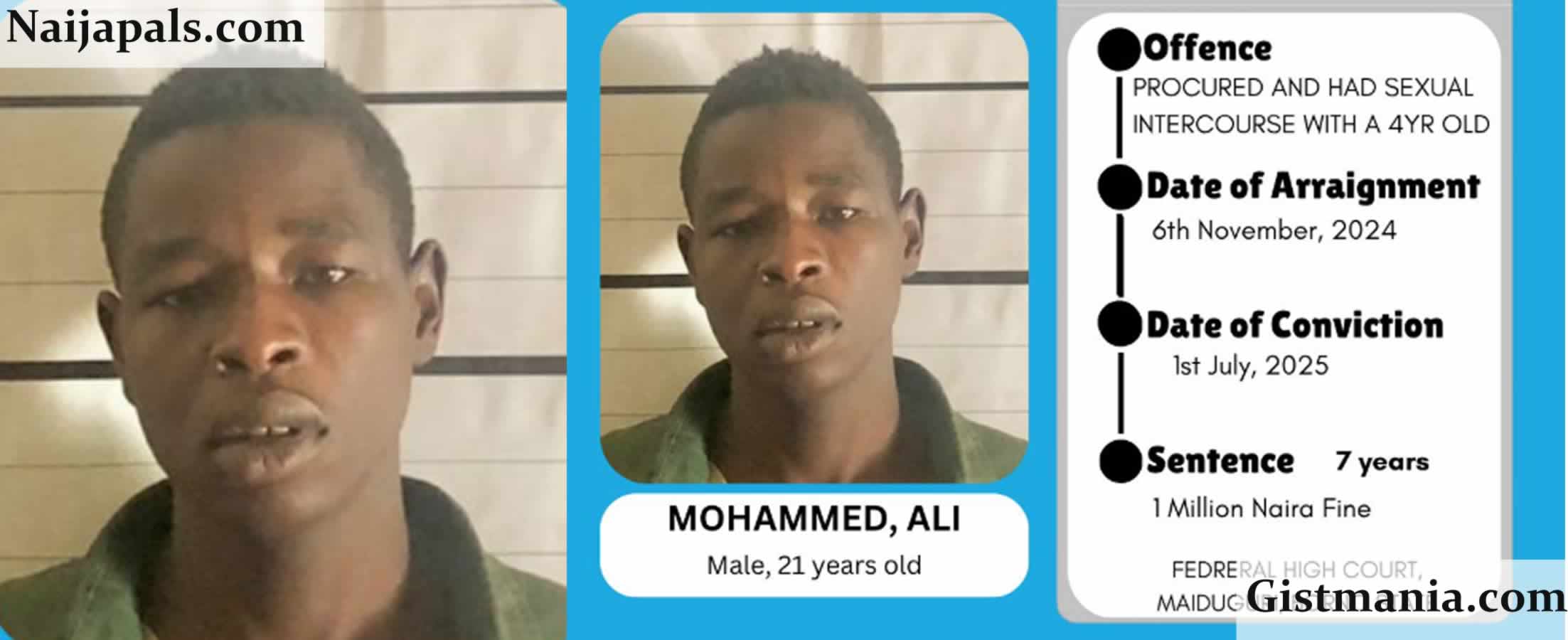 Court Sentences Man, Mohammed Ali To Seven Years Imprisonment For S3xually Abusing 4-year-old Girl In Borno