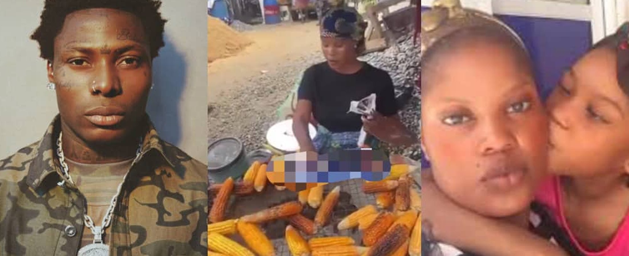 Nigerian Singer, Asake’s Babymama Khadijat Spotted Selling Roasted Corn