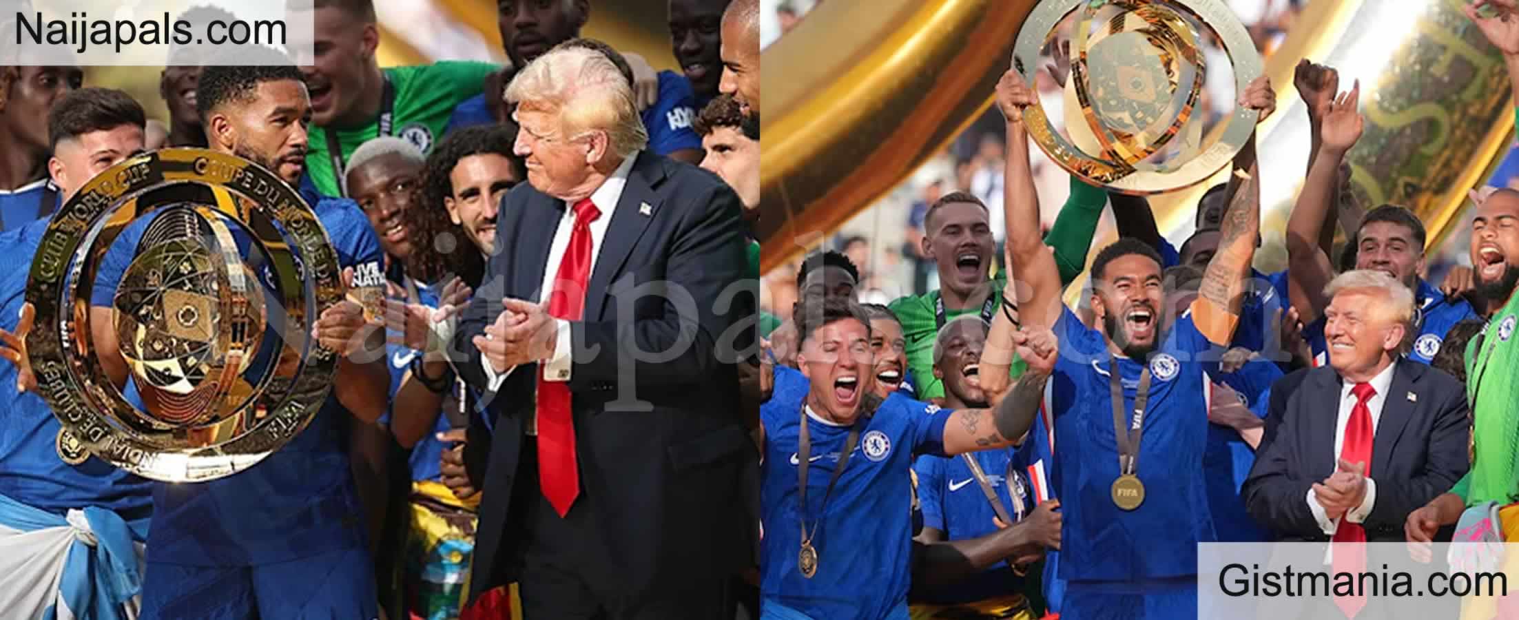 Chelsea Squad Lift The FIFA Club World Cup Trophy With US President Donald Trump (Video)