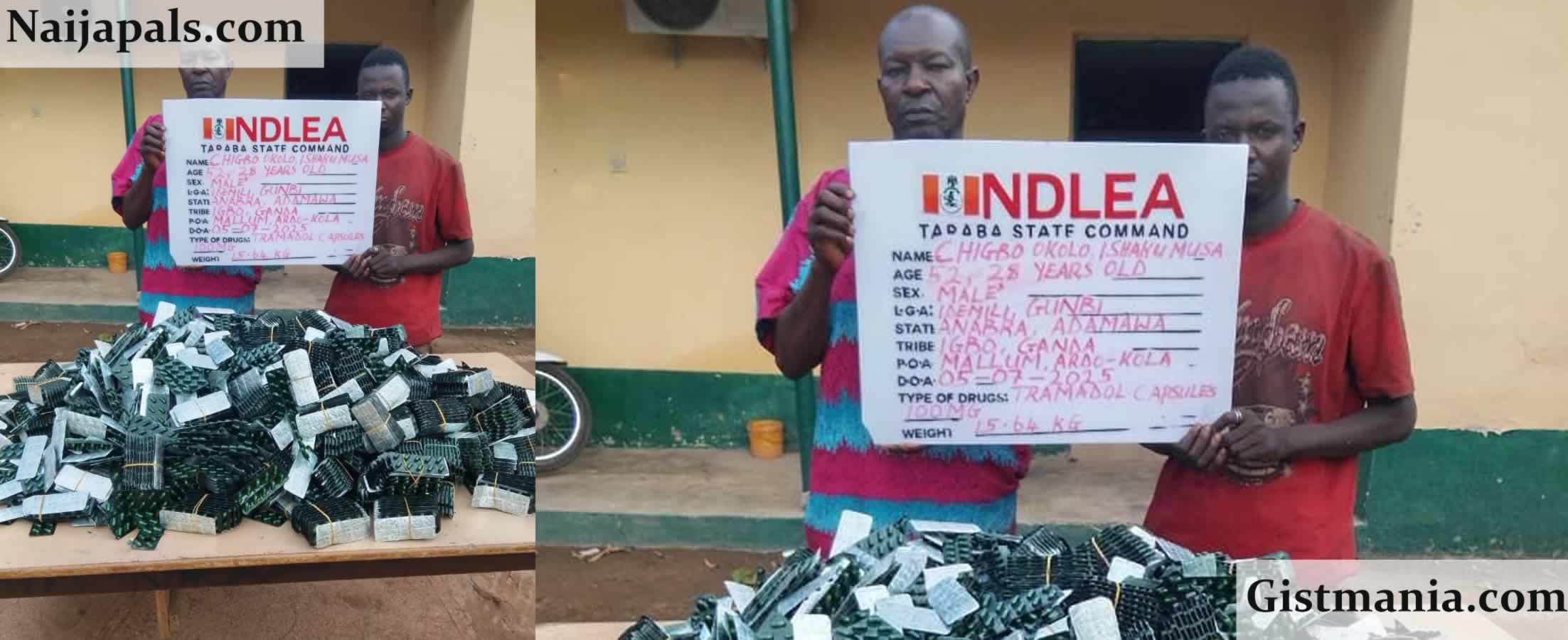 NDLEA Intercepts Nearly 50,000 Tramadol Capsules In Taraba, Arrests Two Suspects, Chigbo Okolo and Ishaku Musa