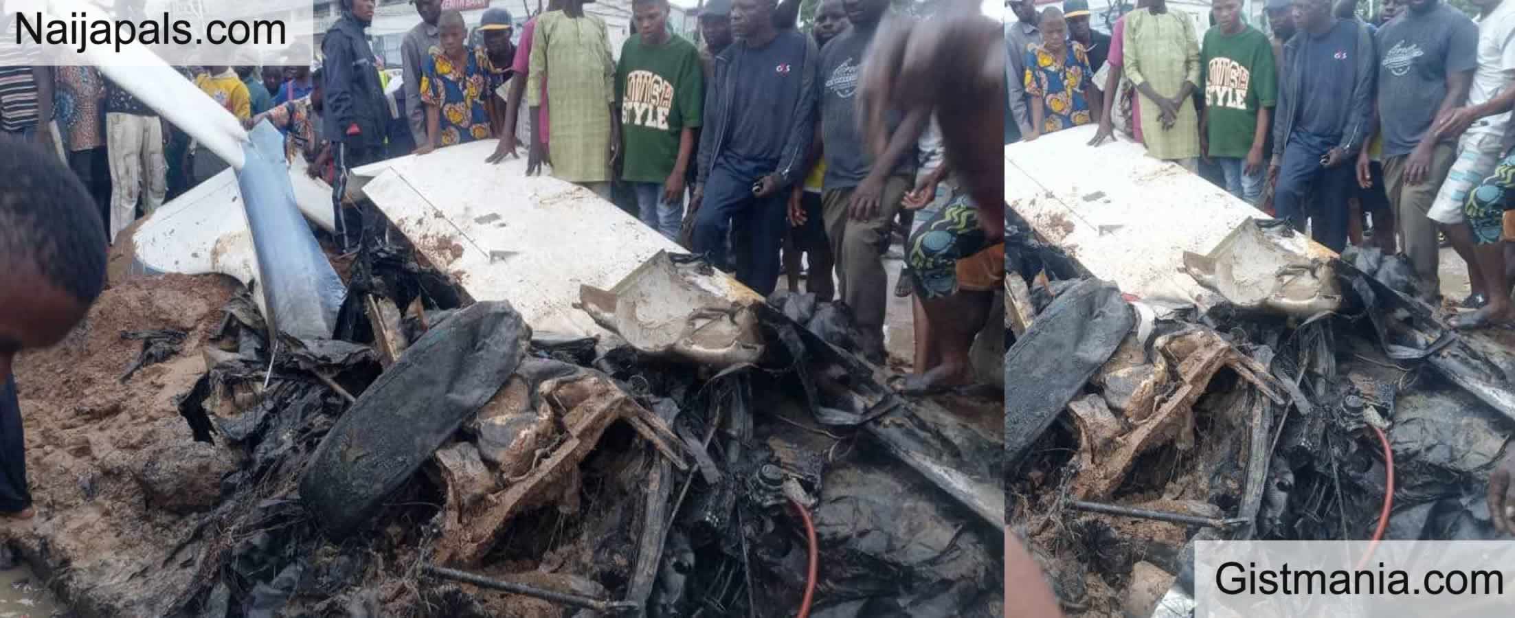 NAF Ondo Crash: Large Aircraft Wreckage Emerges From Swamp (VIDEO)