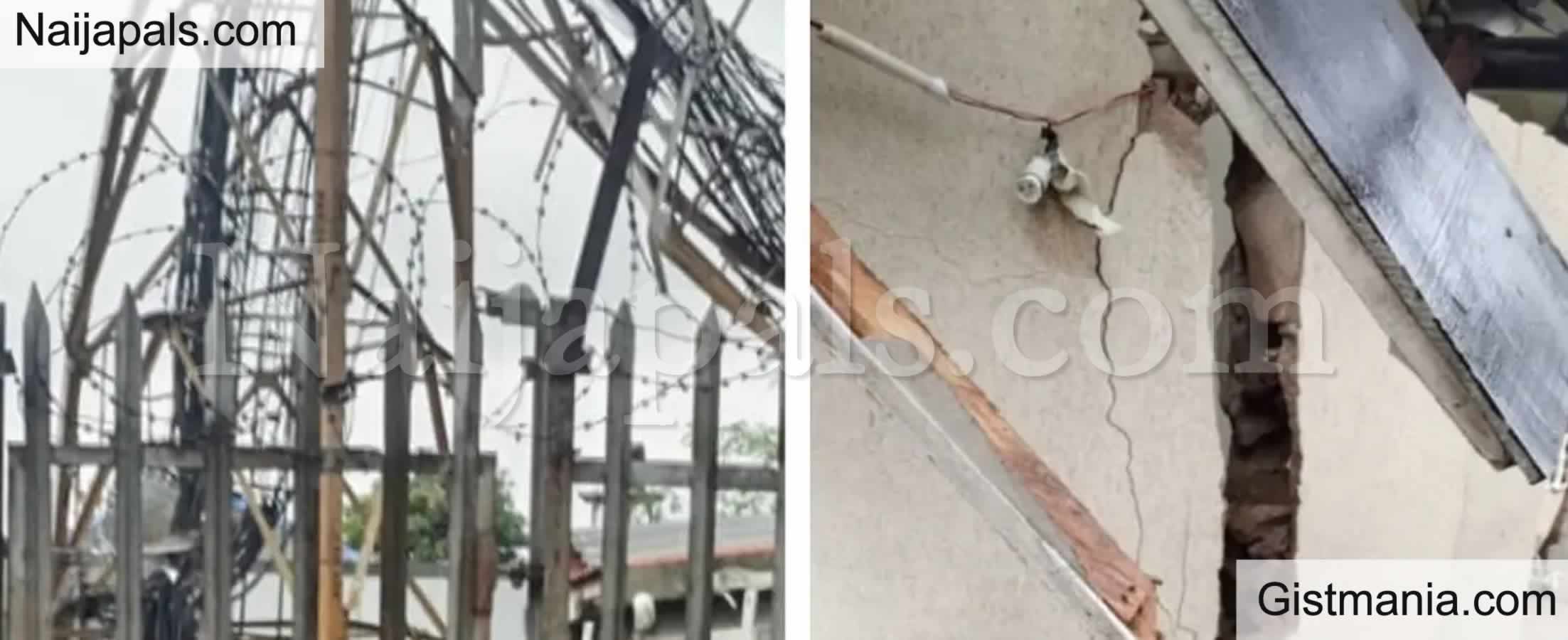 Man Narrowly Escapes Death As Communication Mast Collapses On Ogun Building