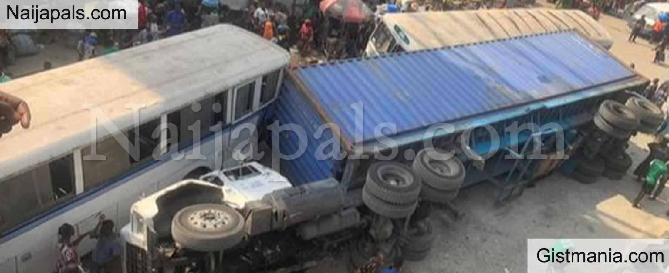 Man Rescued After Container Truck Crushes Minivan In Midnight Crash On Ikorodu Road