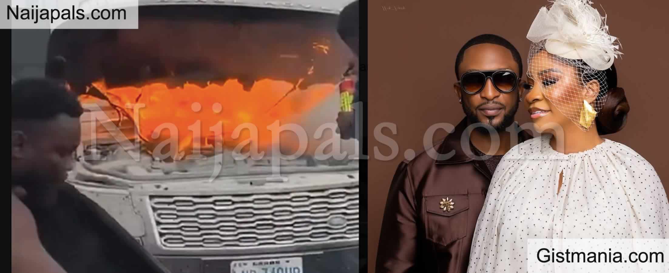 Shocking Moment When Darey Art Alade & Wife&#039;s Car Went up In Flames on 3rd Mainland Bridge