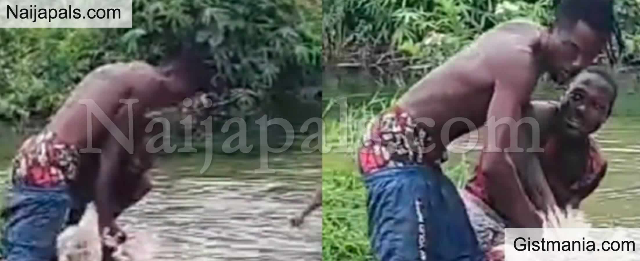 Hilarious Moment Man Drags Live Chicken With Native Doctor During River Sacrifice