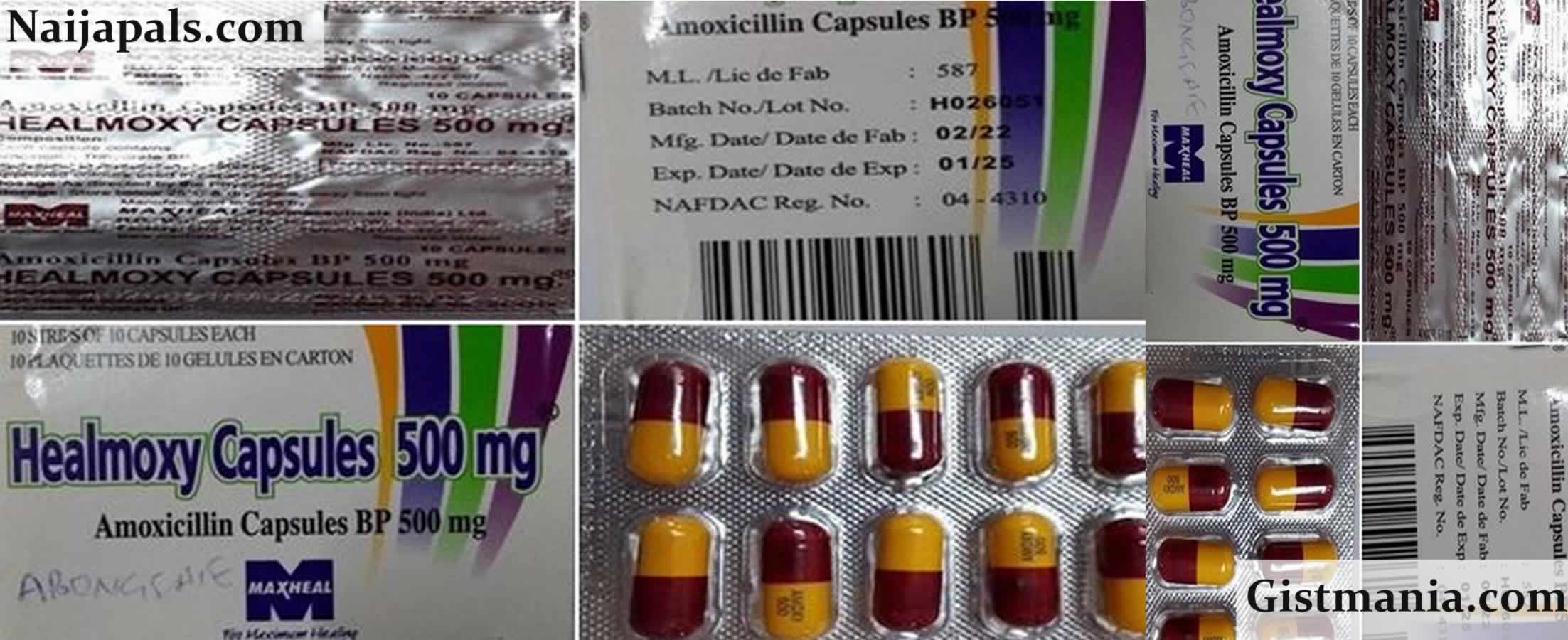 NAFDAC Warns Public Over Falsified Healmoxy 500mg Capsules Found in Central Africa (Photos)