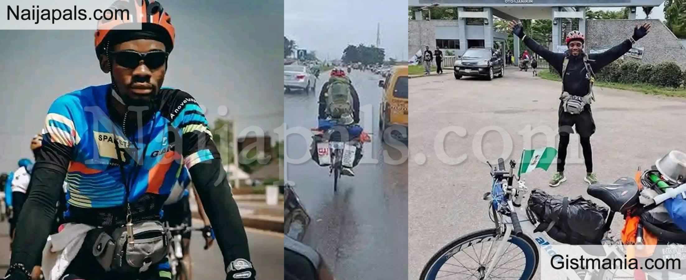 25yr Old Nigerian Man, Emmanuel Myam Begins Solo Trip From Lagos To US on Bicycle