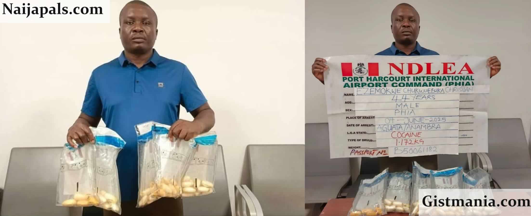 NDLEA Arrests Nigerian Businessman, Ezemokwe Chukwuebuka Christian Heading To Iran With Swallowed 53 Wraps Of Cocaine Pellets