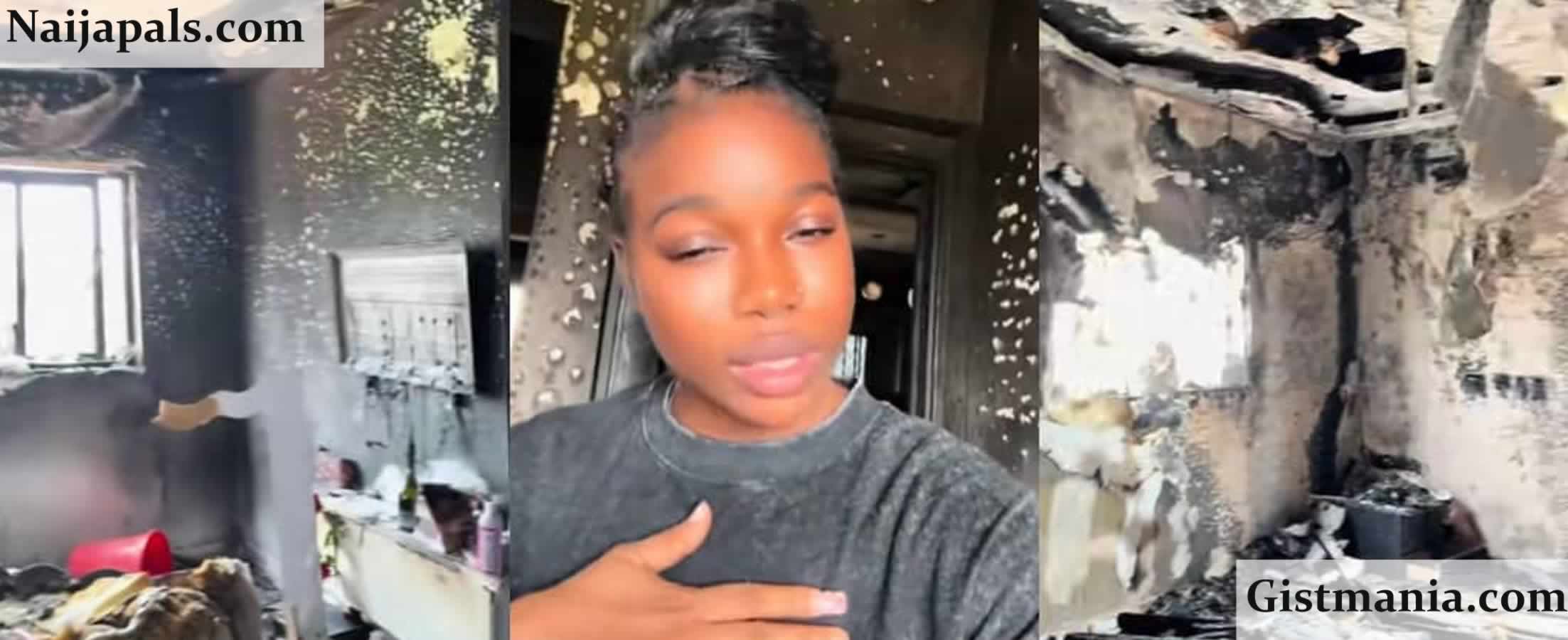 Gym Gift Turns Tragic! Candle Sparks Fire That Destroys Lady’s Apartment in Lagos (Video)