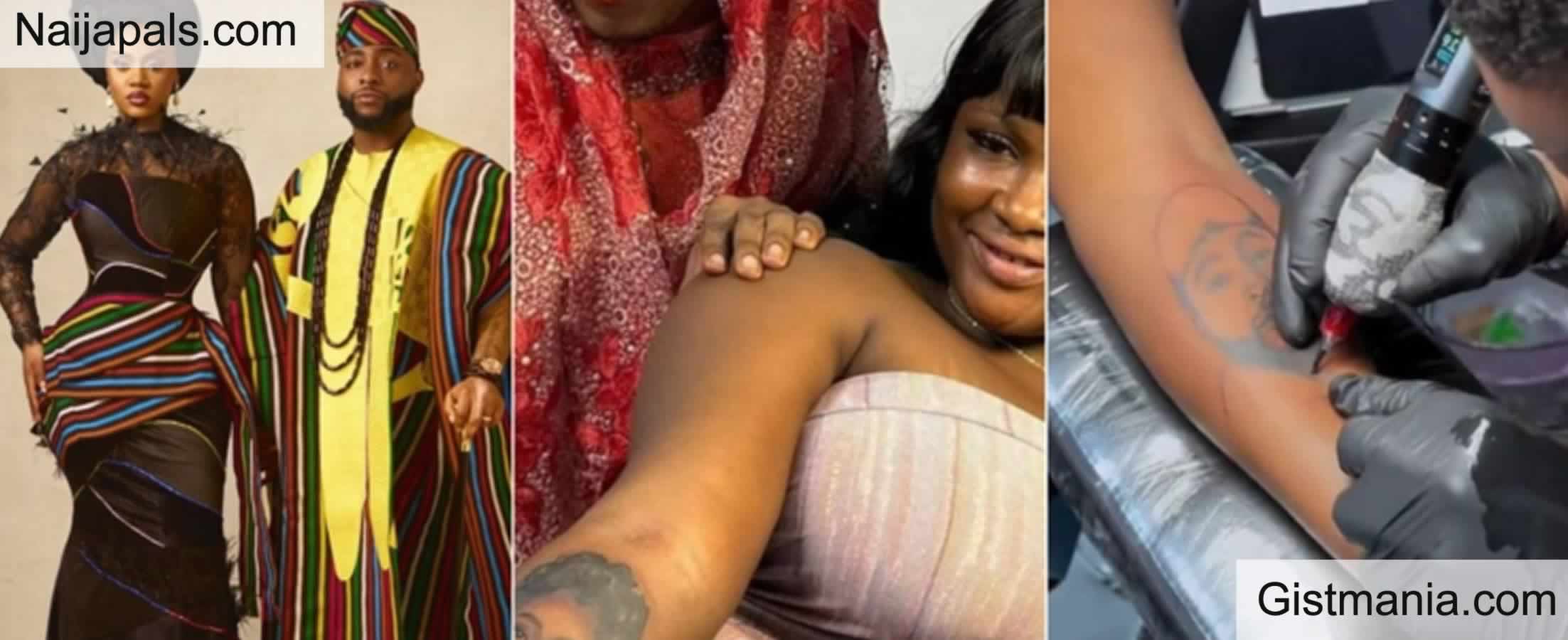 Die Hard Fan Tattoo Of Davido And Chioma On Both Arms To Celebrate Their Wedding