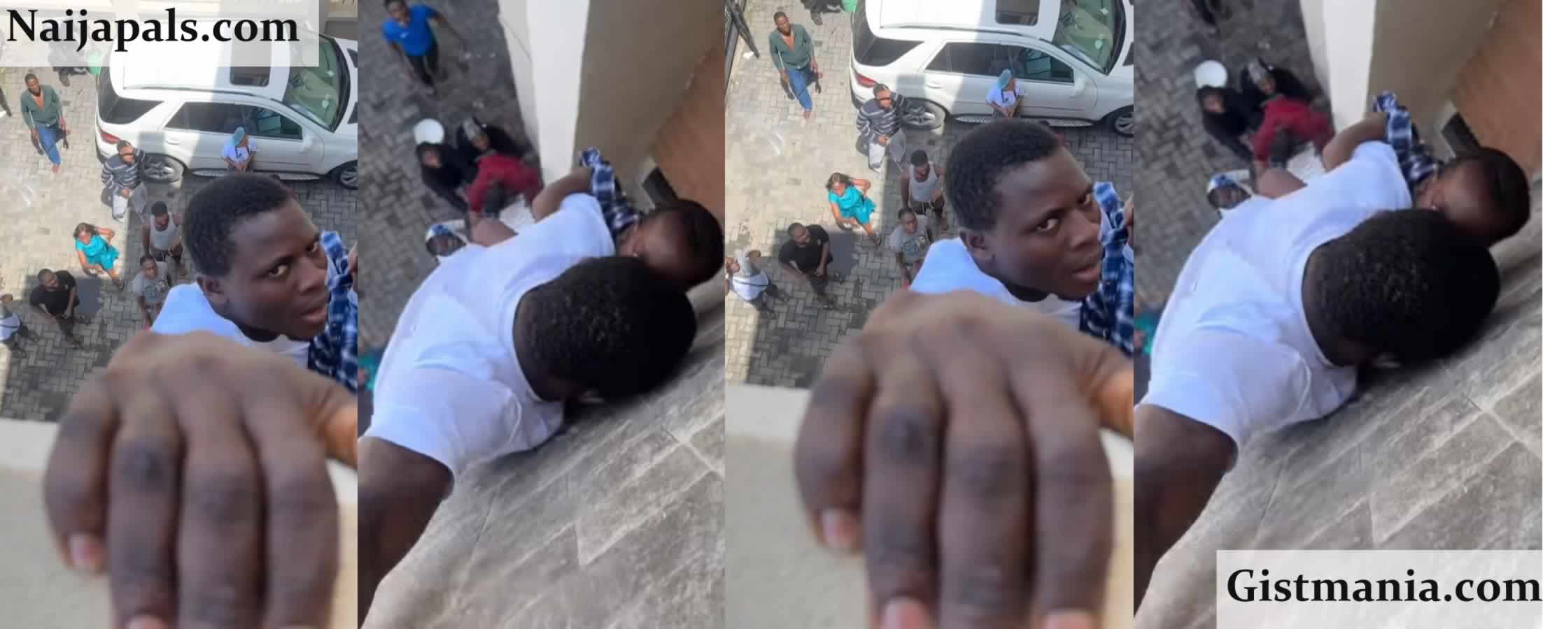 Man Heroically Clings To Balcony With Baby During As Fire Engulfs Building In Lagos (Video)