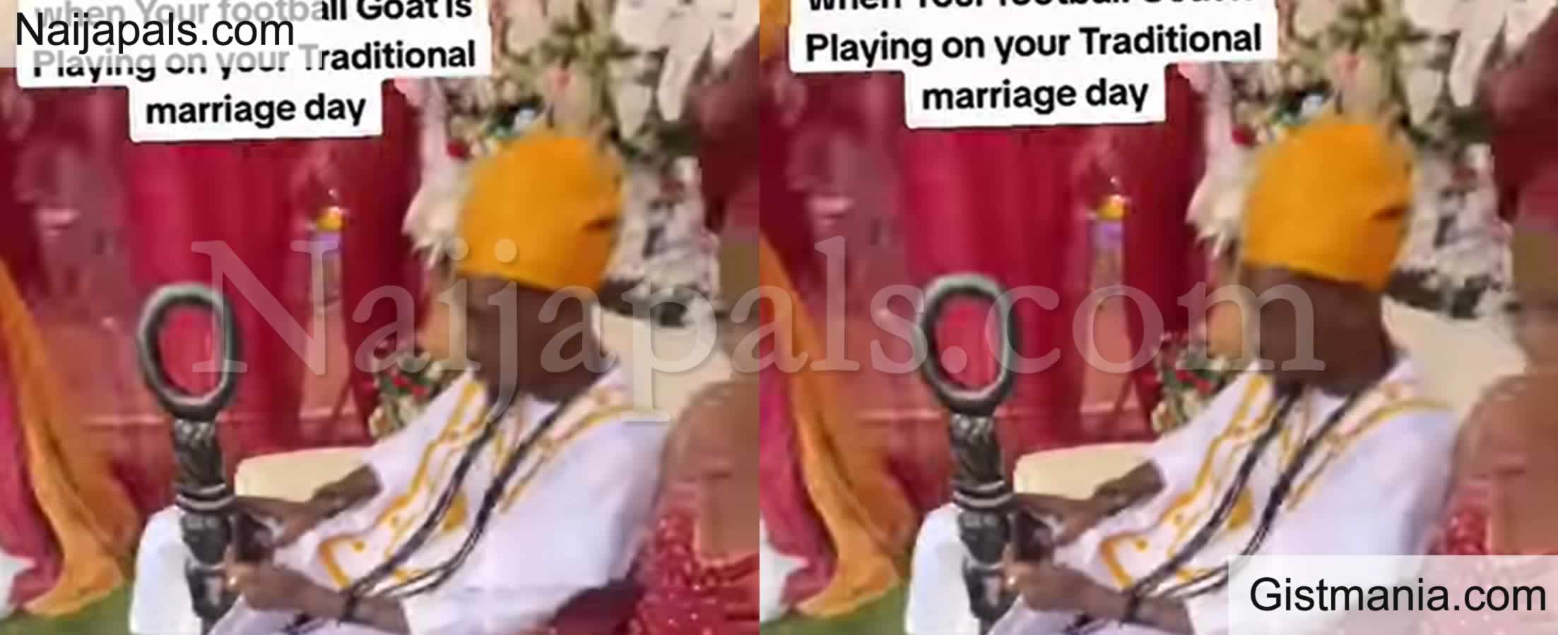 Nigerian Groom Gone Viral After He Was Caught Watching Football During His Traditional Wedding