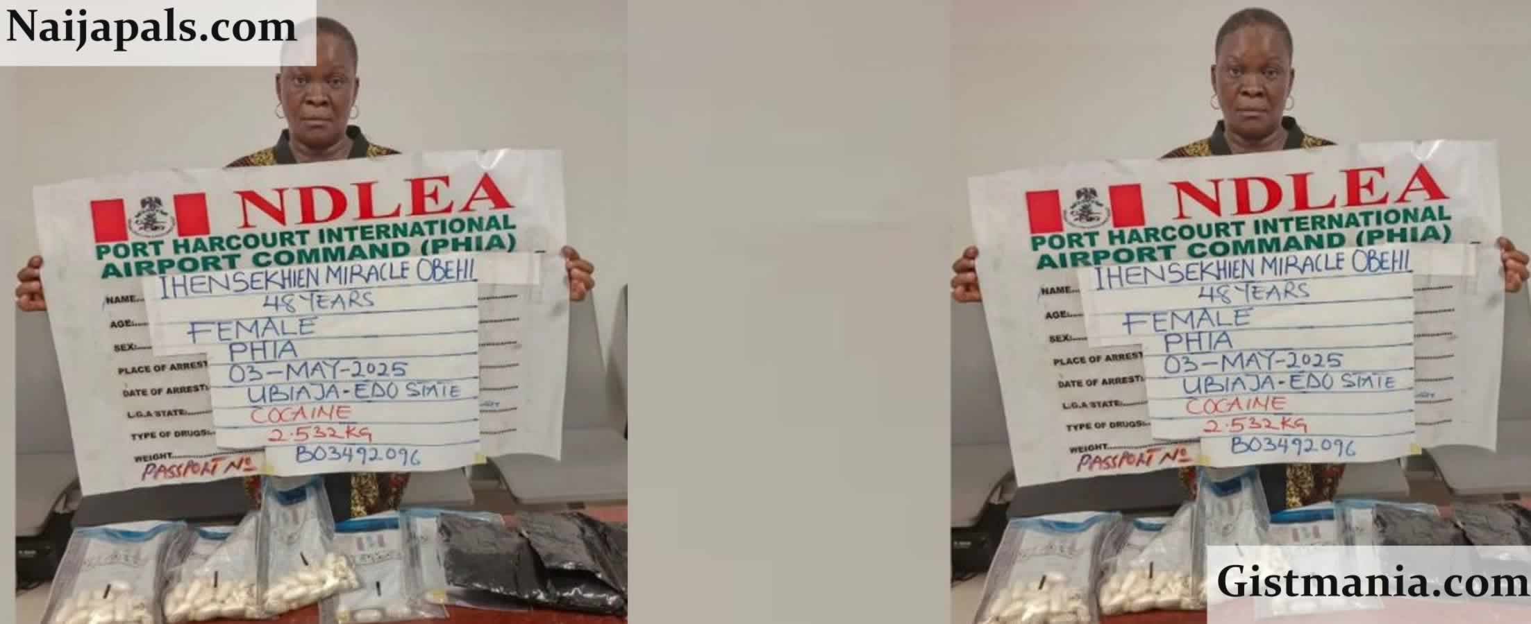 NDLEA Nabs Woman, Ihensekhien Obehi At PH Airport With Cocaine Hidden in Her Vag!na, Handbag