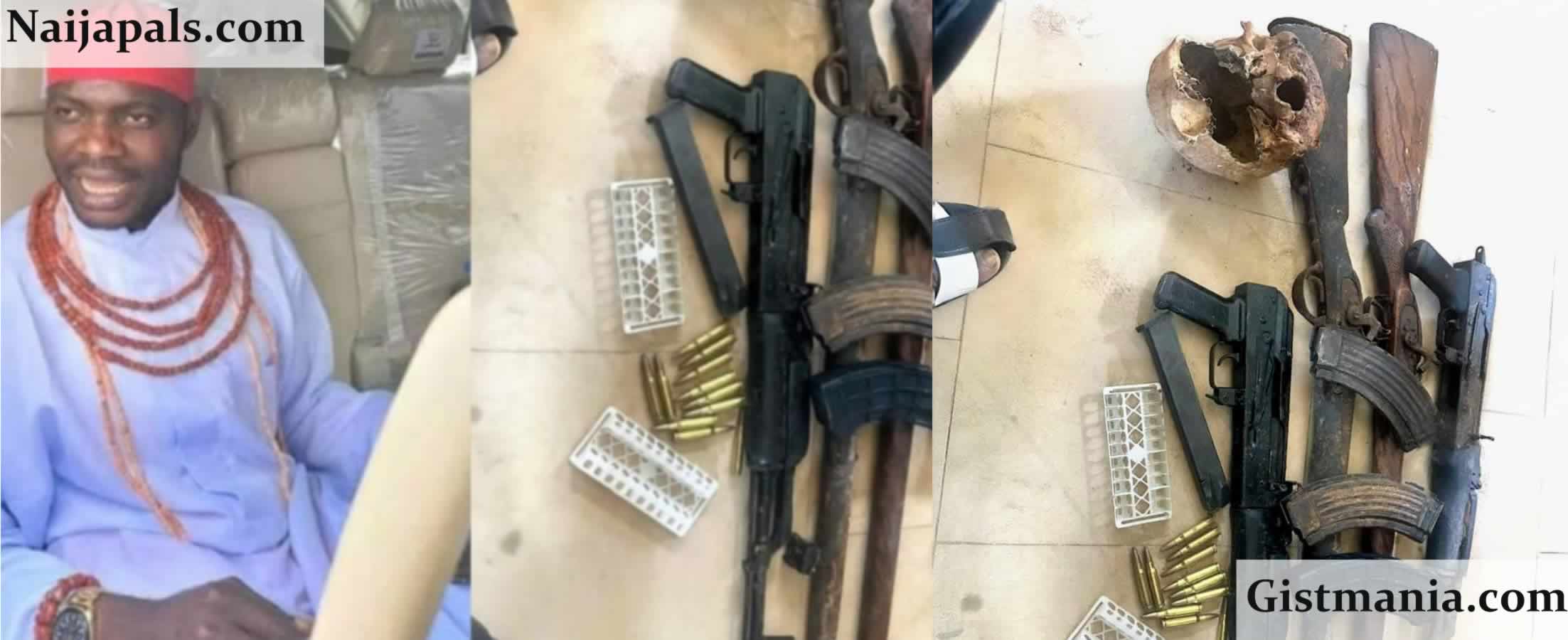 Dethroned Edo Monarch, Ovbokhan Igbinovia Kevin Arrested With Weapons, Human Skull (Photo)