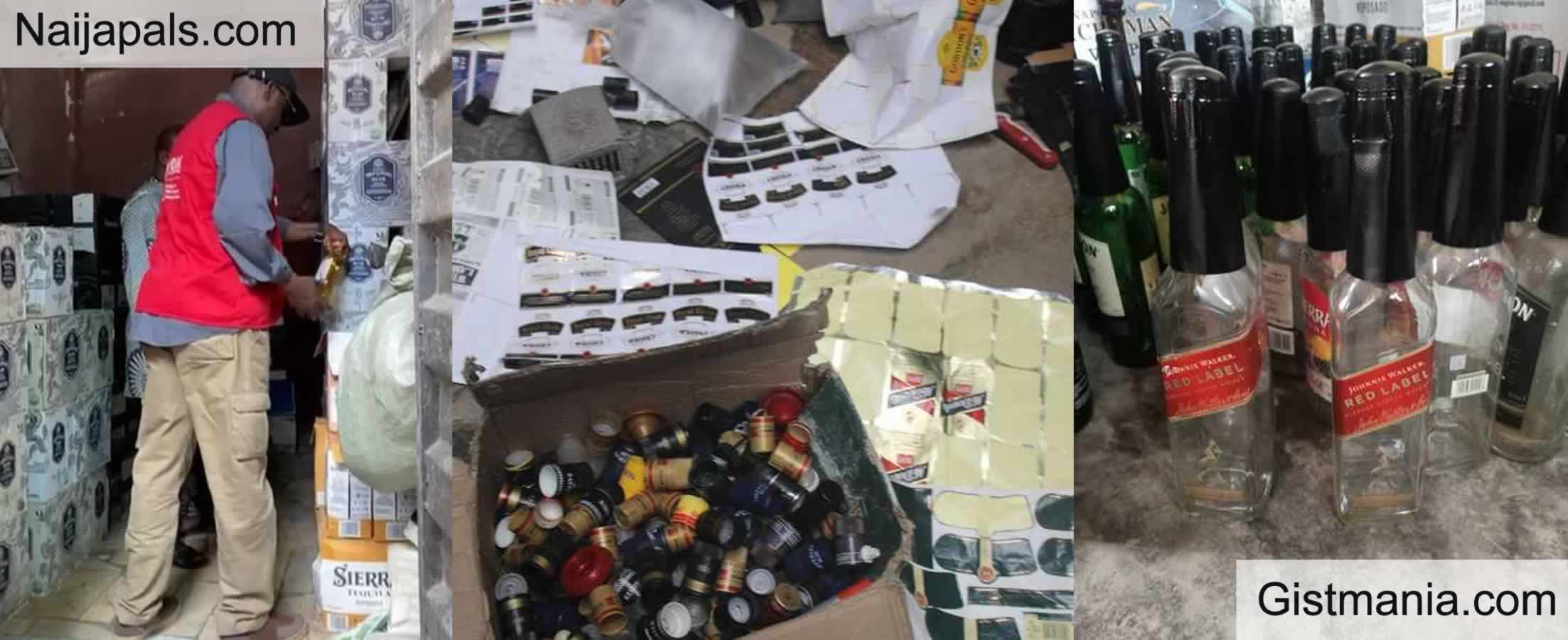 NAFDAC Busts Lagos Shop Selling Revalidated Expired Energy Drinks & Wines, 2 Suspects Arrested