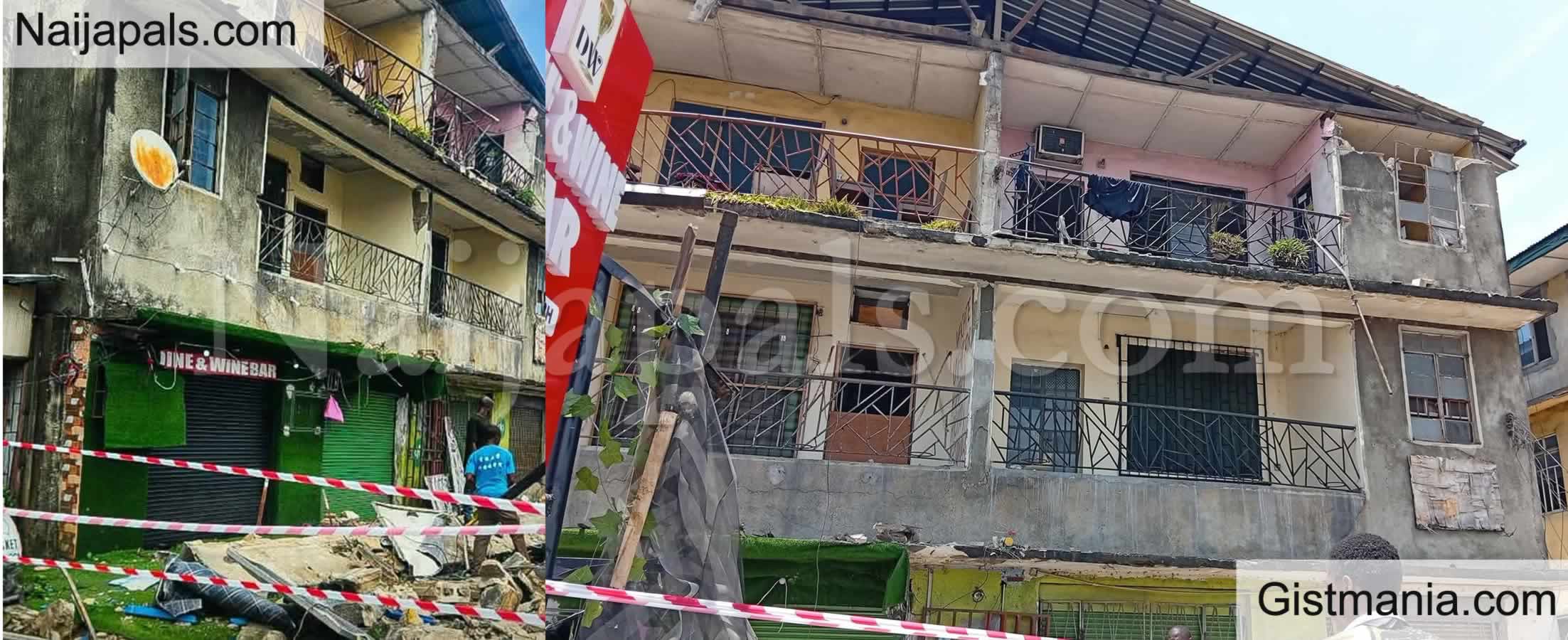 PHOTOS: Four Injured as 60 Year Old Building Collapses in Port Harcourt, Rivers State