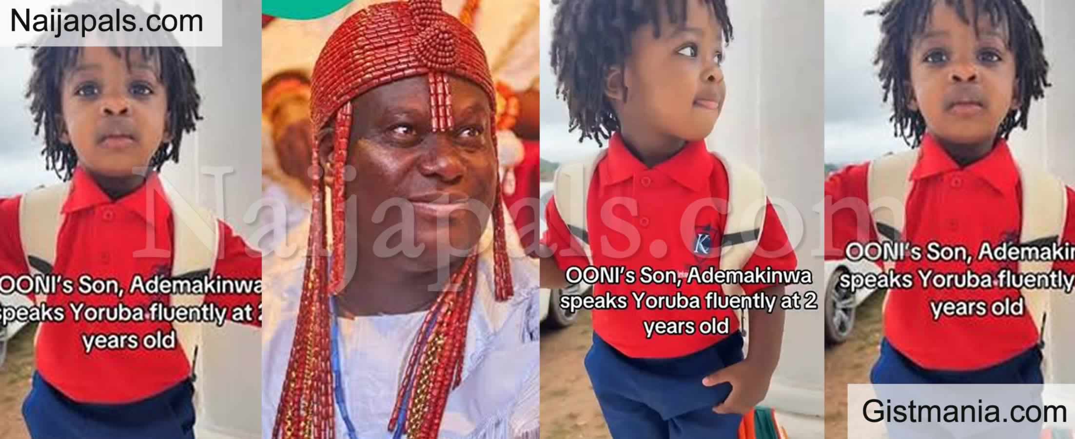 VIDEO: Ooni of Ife's 2yr Old Son, Prince Ademakinwa Melts Hearts As He Speaks Fluent Yoruba
