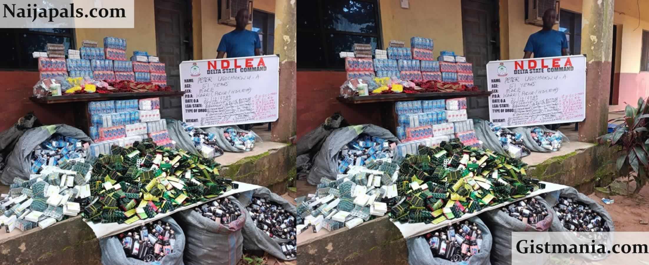 Delta Suspect, Peter Ugochukwu Nabbed With Massive Opioid Haul, Hummer Bus in Warri