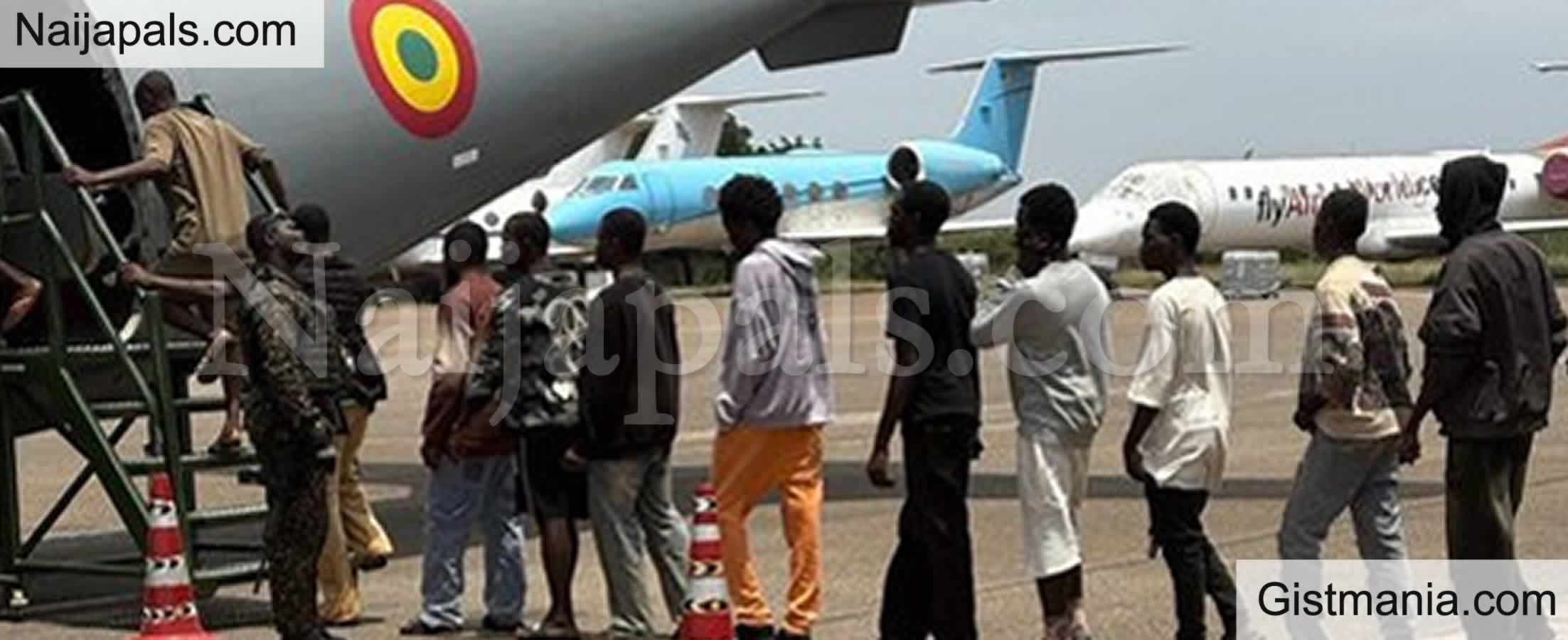 VIDEO: 120 Nigerians Arrested in Ghana Cybercrime Crackdown Repatriated to the U.S.