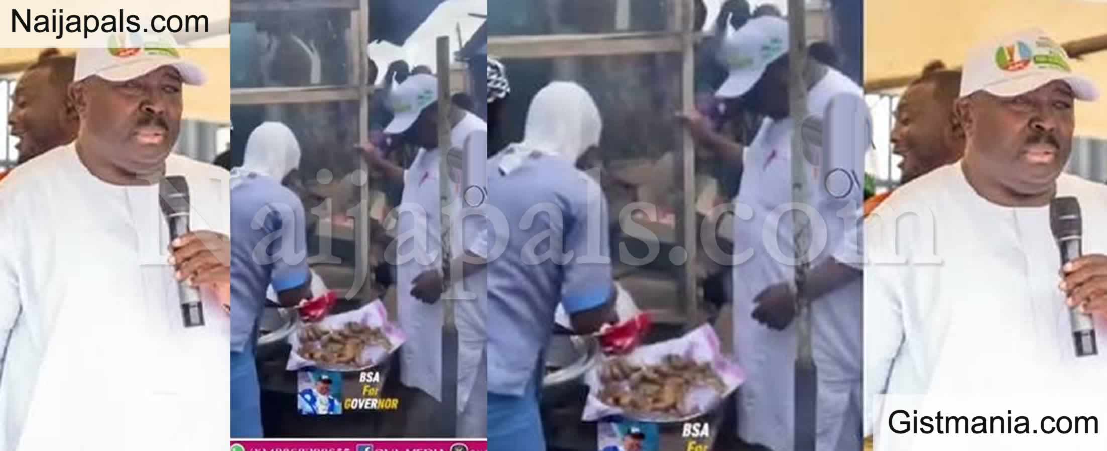 Oyo APC Governorship Candidate, Sharafadeen Alli, Spotted Buying Fried Fish by the Roadside