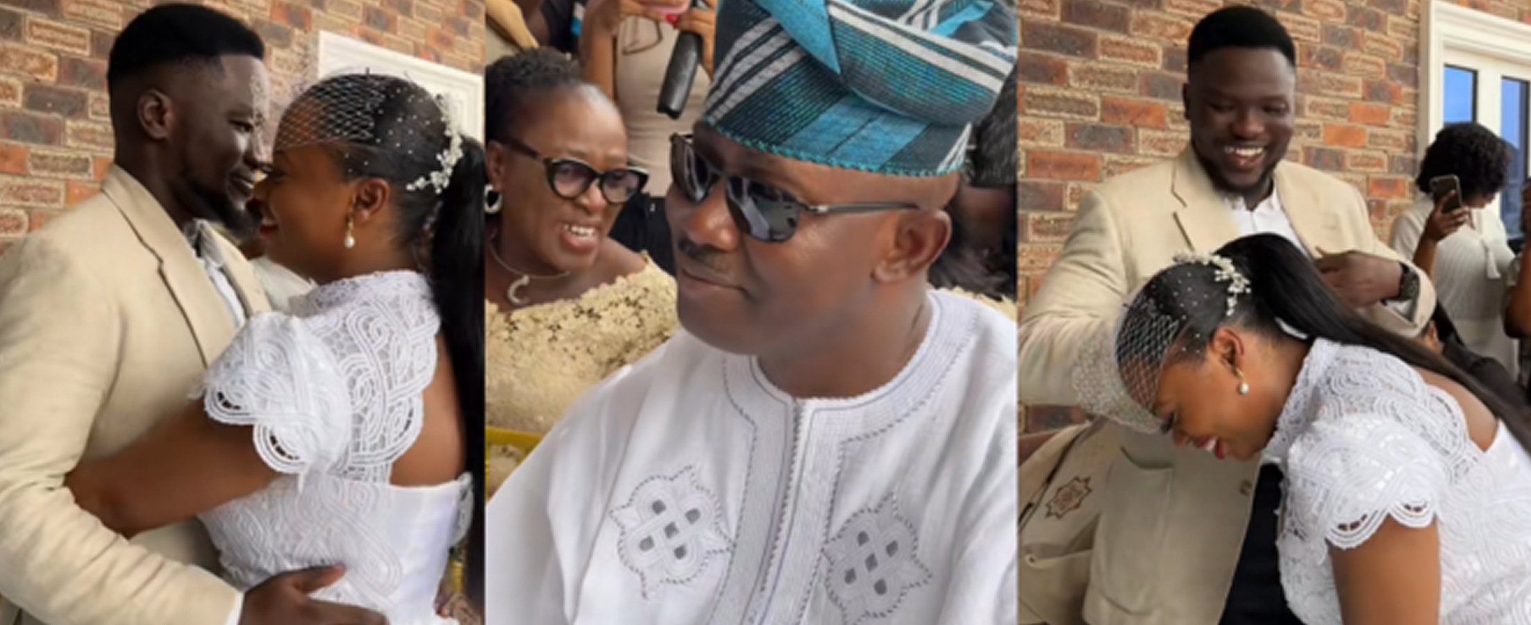 Watch Hilarious Moment A Shy Bride Refuses To Kiss Her Husband Because Of Her Dad