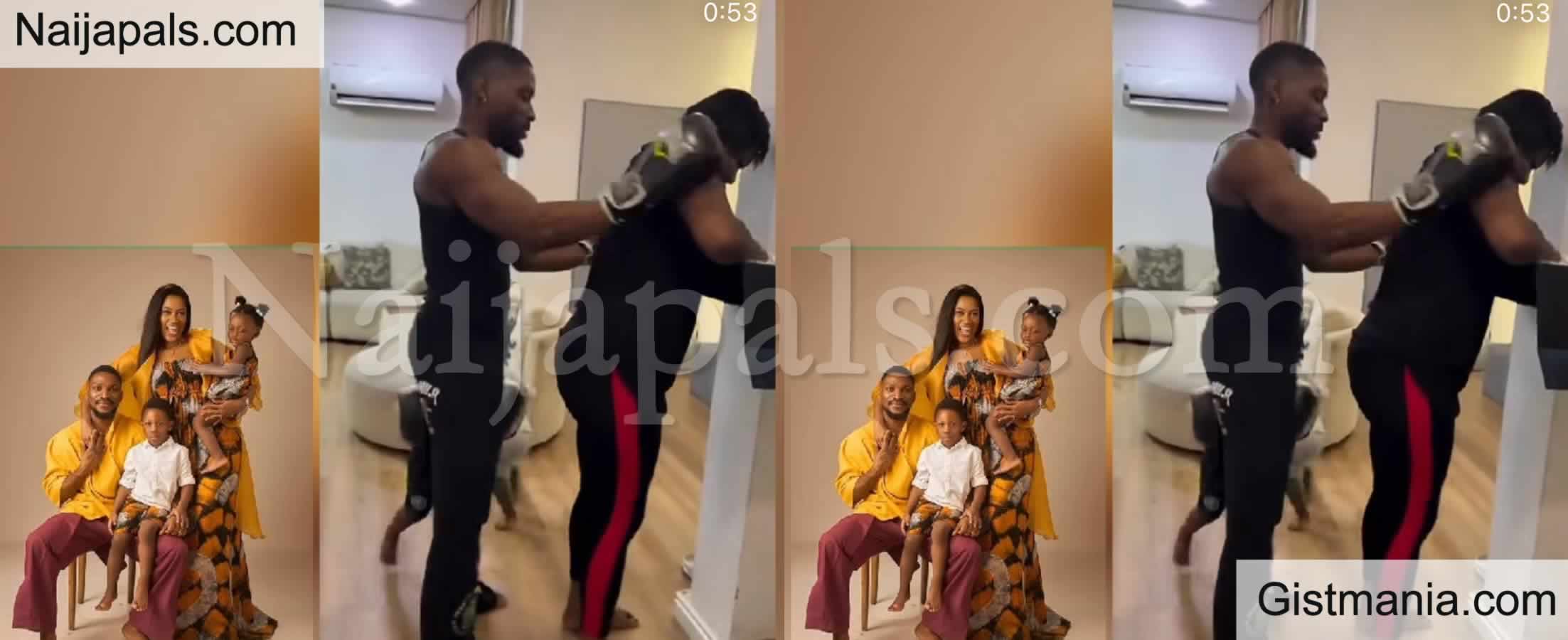 Lovely Moment As Actor Tobi Bakre Engages Wife And Kids In Playful Boxing Match
