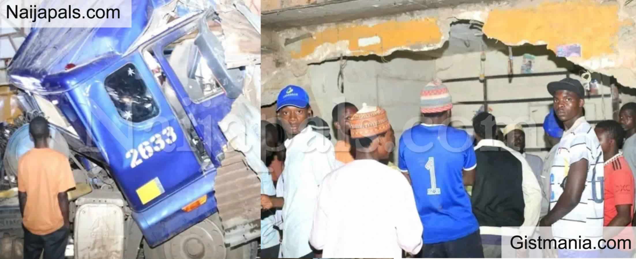 PHOTOS: Three Persons Critically Injured As Trailer Crashes Into Residential Building In Jos