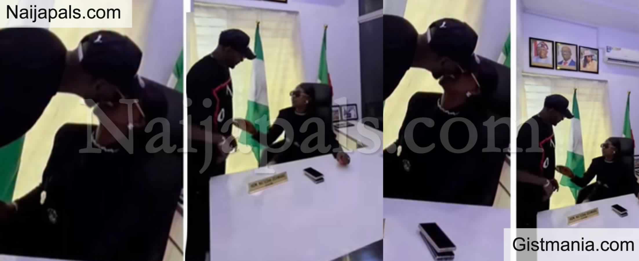 VIDEO: Tuface Idibia’s Wife, Natasha, Hails Him as He Pays Her a Surprise Visit in Her Office
