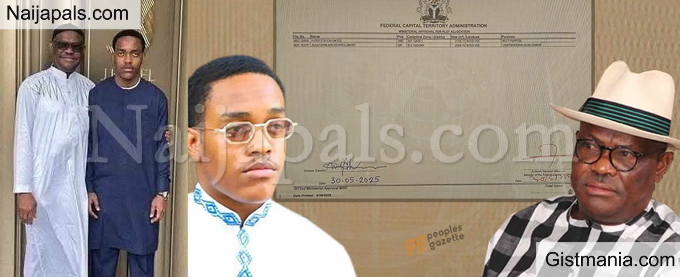 Leaked Documents Showing FCT Min., Wike&#039;s Youngest Son Owning 40,000 Plots of Land in Maitama