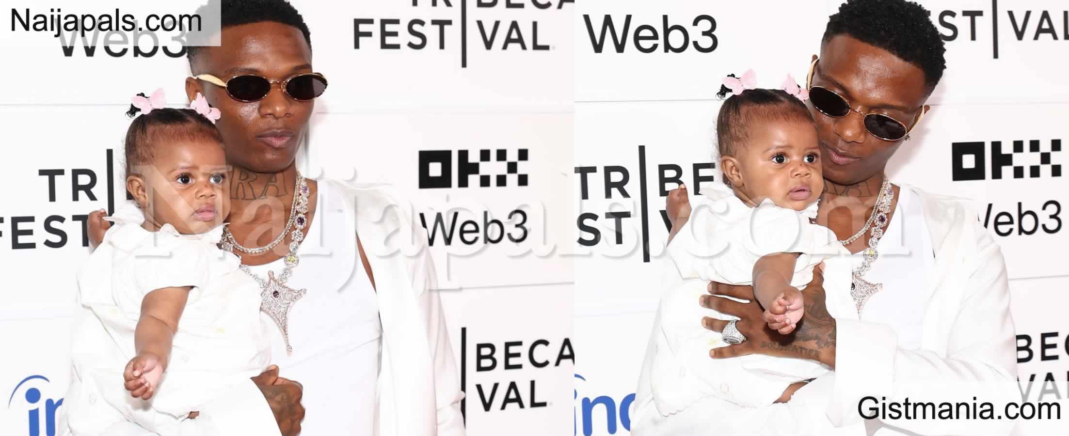 VIDEO: Singer Wizkid Makes First Appearance With His Baby Daughter, Machalina