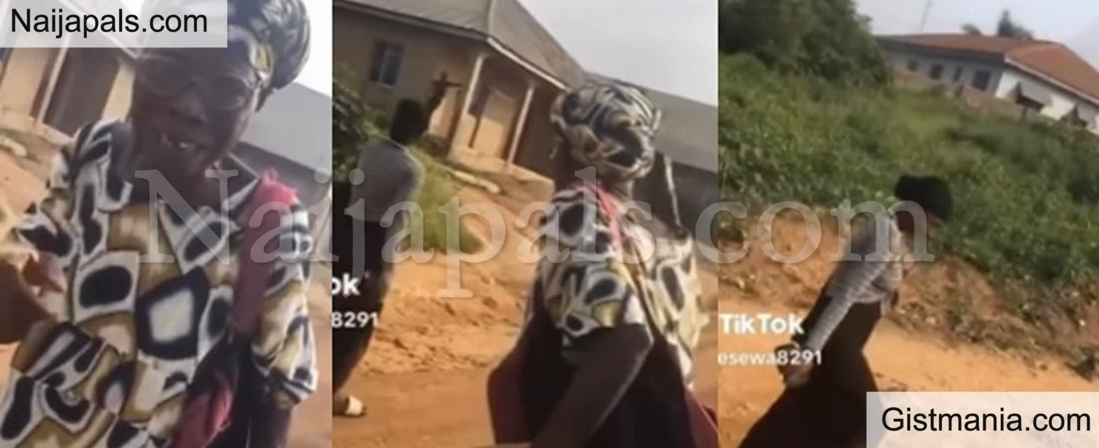 Trending Video Of Nigerian Grandma Rebuking A Random Young Lady For Exposing Her Bre@st