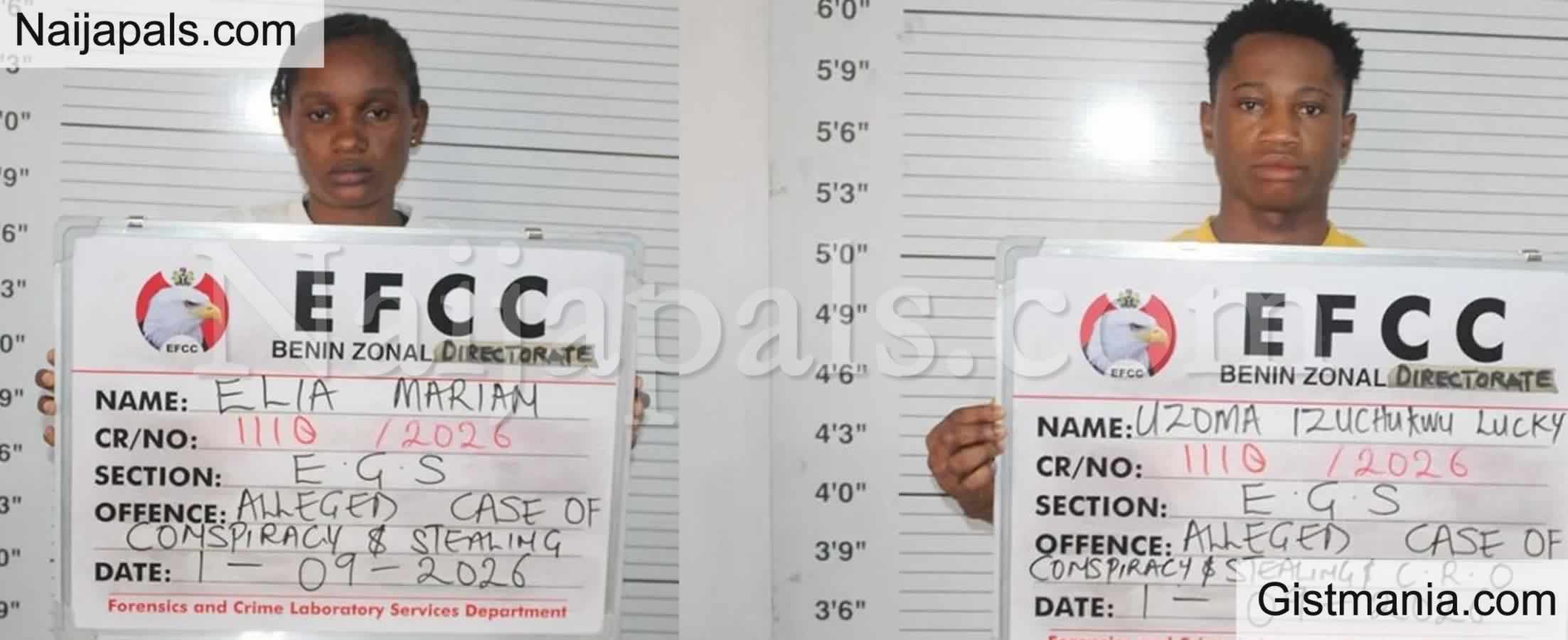 EFCC Arraigns Young Lovers, Elia Marian & Uzoma Lucky Over Alleged ₦35.9 Million Theft in Edo